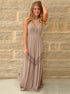 A Line Spaghetti Straps Polyester Prom Dress with Lace LBQ0291